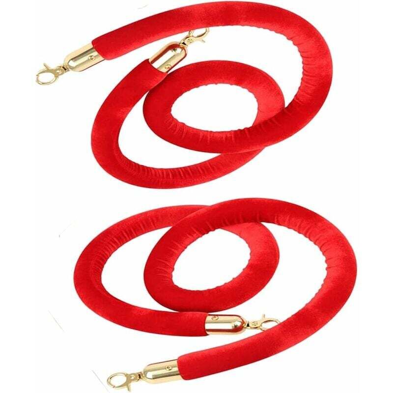 Corde de Barrière,2pcs Corde de Barrière Diviseur de Files d'Attente 1.5m Rouge Cordon Séparation pour Poteaux de Guidage Contrôle des Foules - Ahlsen