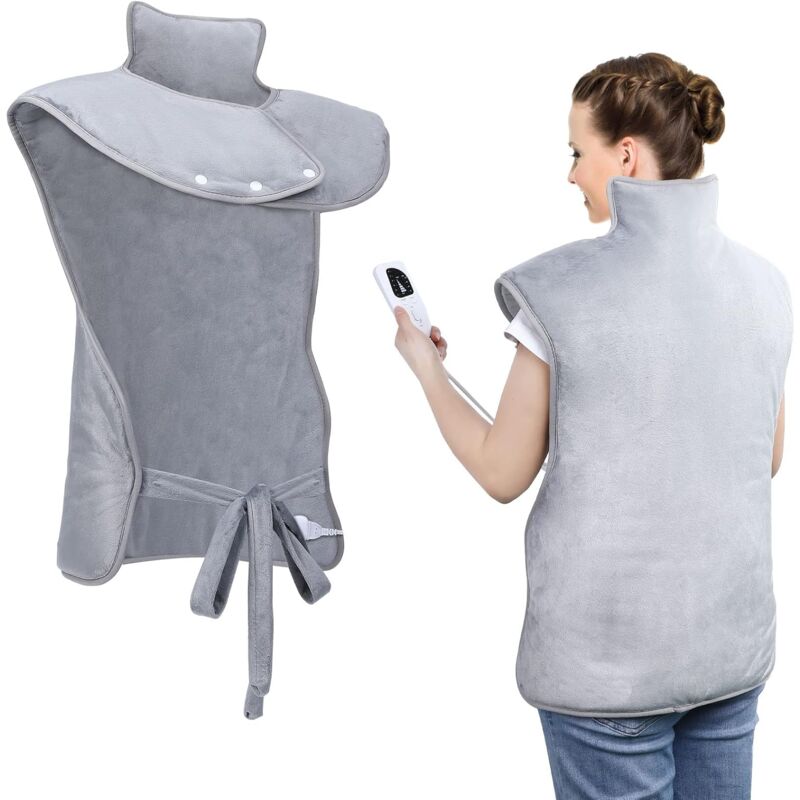 Coussin Chauffant Cervicales Dos Nuque - Couverture Chauffante Electrique avec 6 Température Réglable / 4 Réglages de Minuterie / Chauffage Rapide /