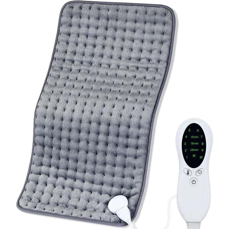 Coussin chauffant électrique 10 réglages de température, arrêt automatique de 90 minutes, chauffage rapide pour le dos, la taille, l'abdomen, les