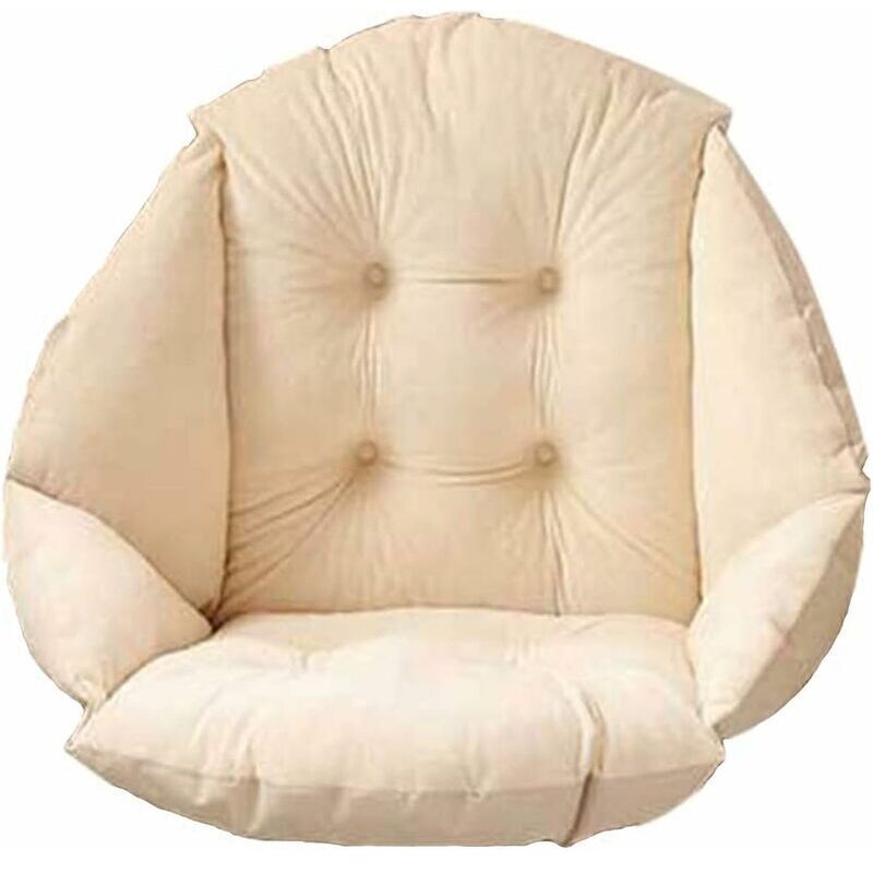 Coussin de Chaise avec Dossier siège Coquille Fauteuil Velours Douillet Elastique Impermeable pour Chaise en Rotin Paille Jardin Beige 40 40 48cm