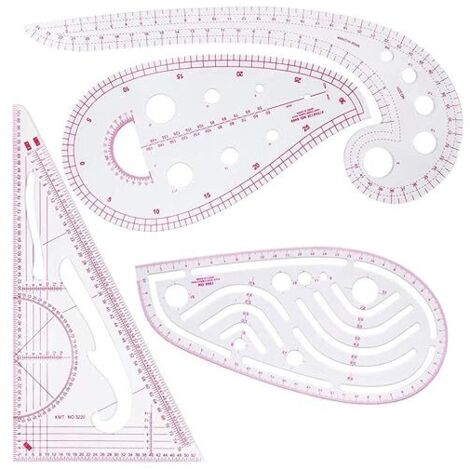 Ahlsen Couture Règle 4 Pièces Règle Métrique Règle de Courbe pour la Couture Modèle de Dessin Outil Sur Mesure pour Vêtements de Bricolage