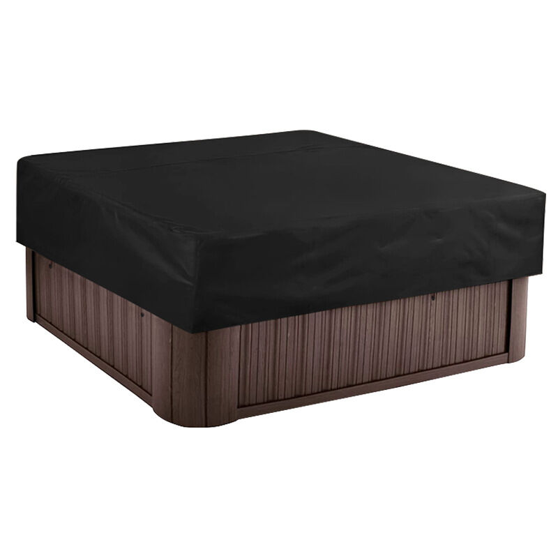 Couverture de spa extérieure Couverture de spa carrée Housse de spa imperméable en tissu polyester 190T, anti-poussière et résistant aux uv, noir,