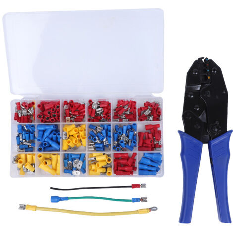 Ahlsen Crimp-Set für isolierte Ratschenklemmen AWG22-10 mit 700 Stück isolierten Crimpklemmen, blau,