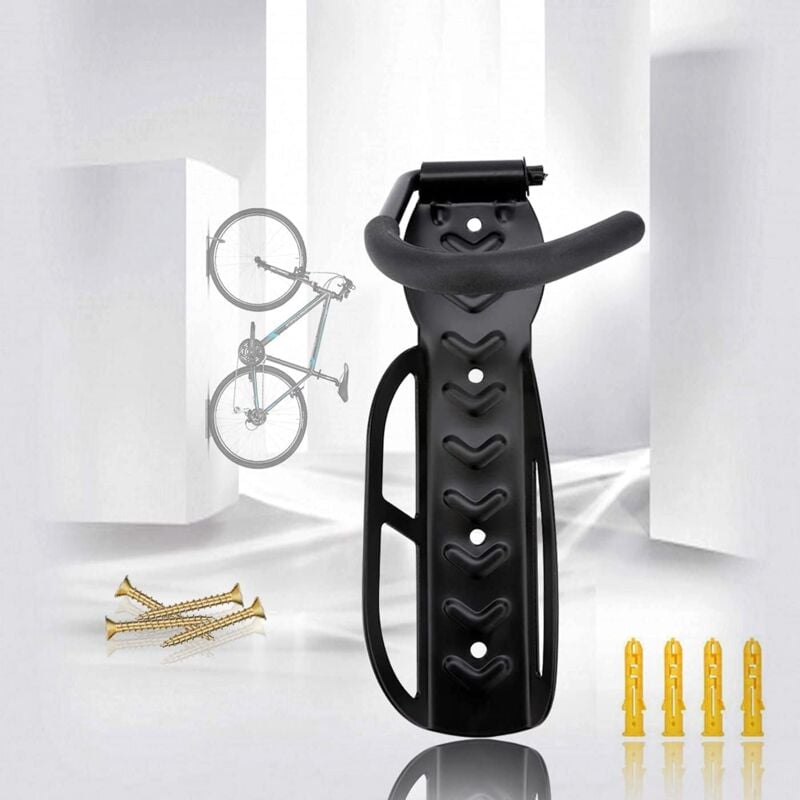Ahlsen - Crochet pour Vélo,Support Attache Mural,Peu Encombrants Noir Support Mural our Vélo en Acier Crochet de Rangement Vertical avec Vis