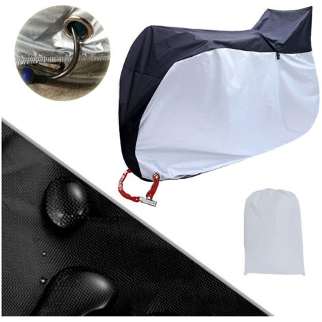 Ahlsen Cubierta impermeable para bicicleta de lluvia para exteriores, cubierta impermeable para bicicleta, Scooter, 190T, 200 x 75 x 115 cm Negro medio con adornos plateados.