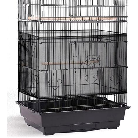Ahlsen Cubierta para jaula de pájaros, red de plumas ajustable extragrande para atrapasueños, cubierta para jaula de pájaros, falda protectora de malla de nailon, ventilación suave (negro)