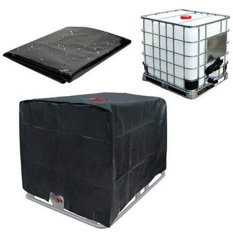 Ahlsen Cubierta para tanque de agua, cubierta para tanque IBC para tanque de 1000 L, cubierta protectora para contenedor de tanque de agua, antipolvo, anti-UV, anti-lluvia, 120x100x116cm (negro), Star