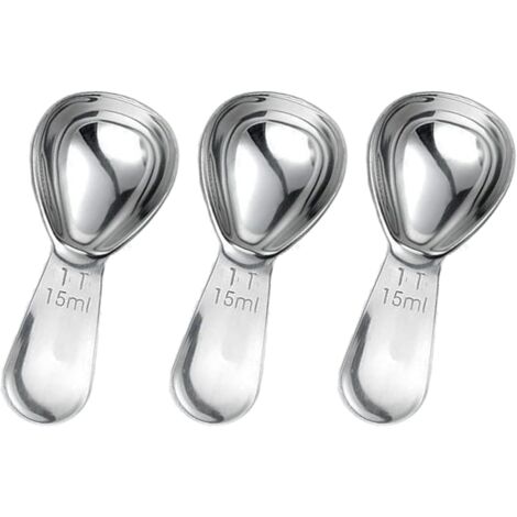 Ahlsen Cuchara de café en pieza, cuchara medidora de café con mangos cortos, cuchara medidora de café de acero inoxidable de 15 ml para café, leche en polvo, fruta en polvo (15 ml)