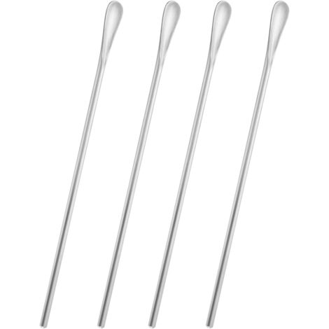 Ahlsen Cuchara para mezclar café, cóctel y té helado con mango largo fabricada en acero inoxidable. Largo 22 cm, plateado, 4 piezas
