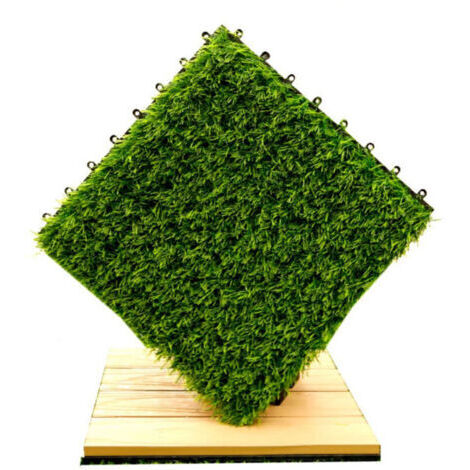 Ahlsen dalles de gazon artificiel de 30 x 30 cm, dalles de gazon synthétique d'épaisseur, tapis auto-drainant, pour intérieur et extérieur, terrasse, balcon, jardin