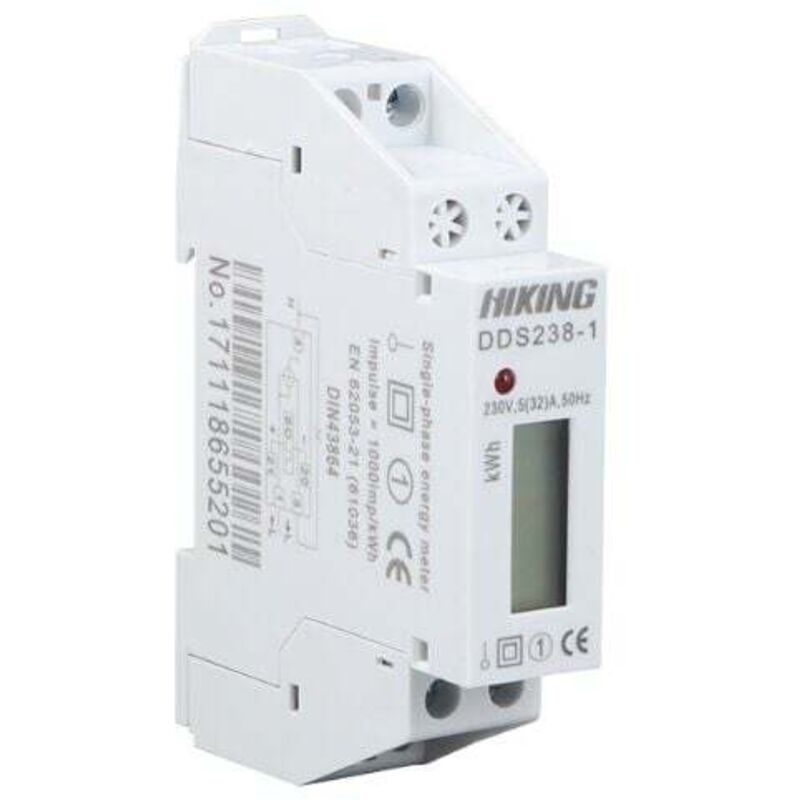 DDS238-1 5(32)A Compteur D'électricité Rail din pour systèmes monophasés avec certificat mid et 0,25A -40A. 50Hz, 1000 imp/kWh (Basic) - Ahlsen