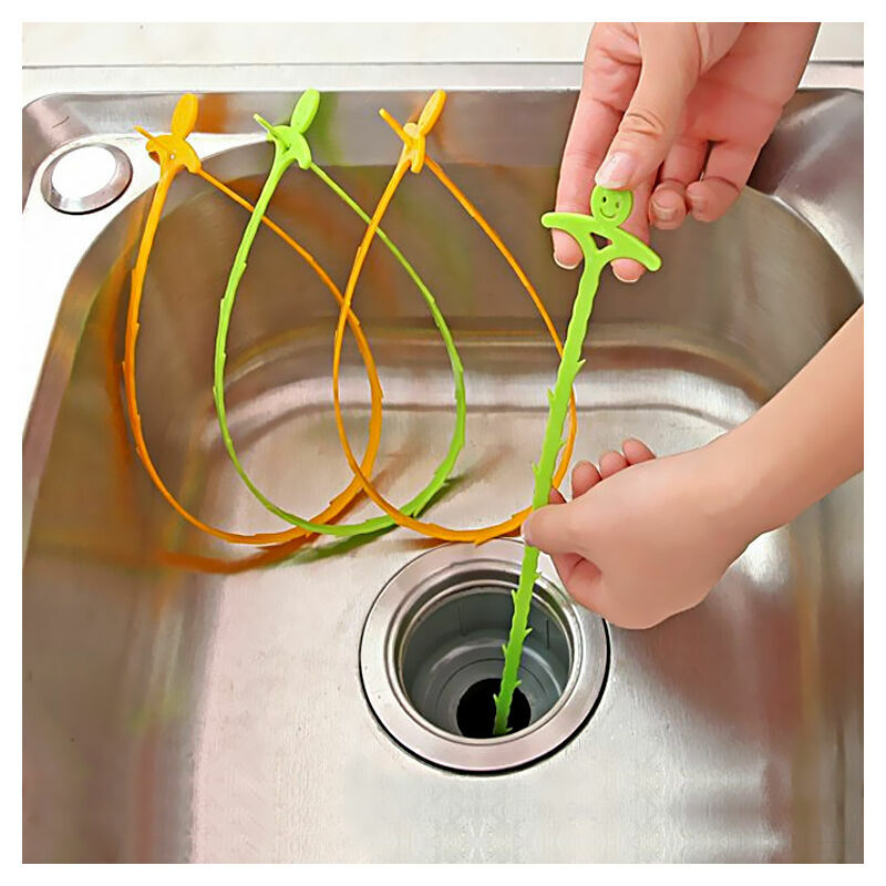 Ahlsen - Déboucheur de drain, outil de débouchage d'évier,paquet de 50 serpents à cheveux en plastique pour égout,cuisine,évier de salle vert, orange