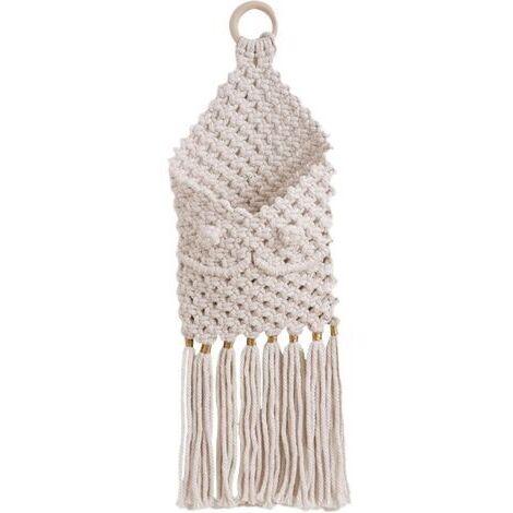 Ahlsen Décor de macramé de tapisserie tissée, Pochette murale Boho pour fleurs séchées, Tapisserie Macramé Boho Décoration Murale,