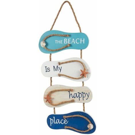 Ahlsen Decoración de chanclas de playa, decoración de zapatillas de madera, diseño náutico de playa, decoración de pared de chanclas de madera para sala de estar y dormitorio