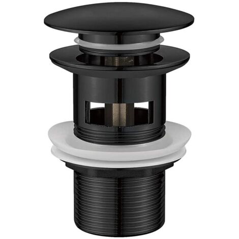 Ahlsen Desagüe para baño, desagüe para lavabo con rebosadero, emergente, negro 41,3 x 102 mm