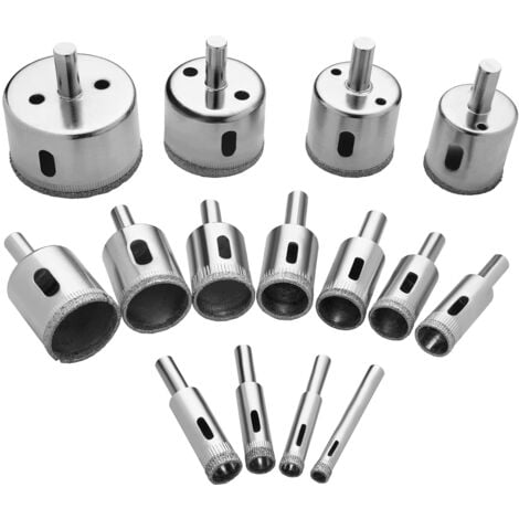 Ahlsen Diamond Drill Bit, 15pcs Hole Saw Tool Set, Diamond Hole Saw for Glass/Tile/Ceramic/Marble/Porcelain, Carbon Steel 8mm-50mm
