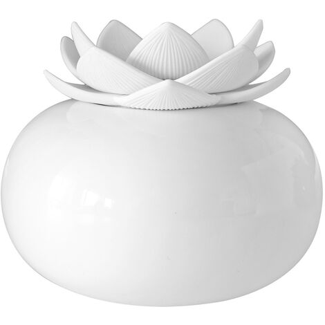 Ahlsen Diffuseur d'huiles essentielles en céramique, humidificateurs personnels petits pour bureau, humidificateur à ultrasons à brume fraîche USB Lotus mignon, 7 couleurs LED arrêt automatique (blanc
