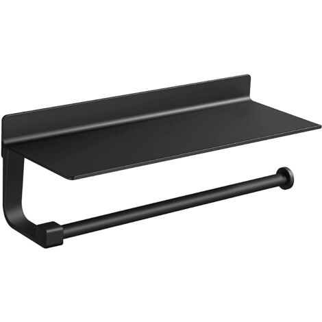 Ahlsen Dispensadores de toallas de papel montados en la pared, soporte para toallas de papel de aluminio, soporte para papel de cocina negro