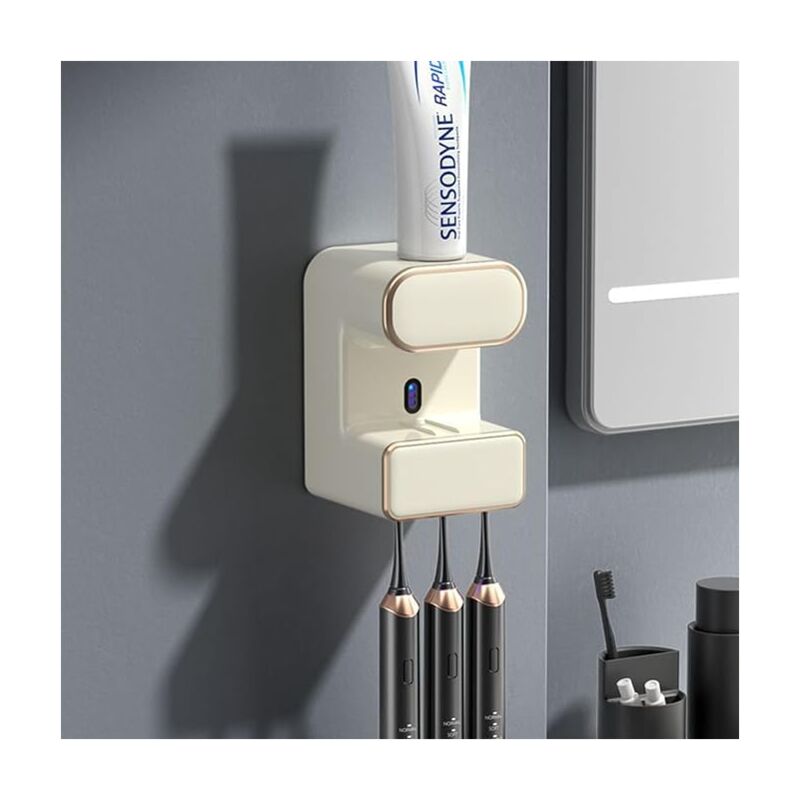 Ahlsen Distributeur de Dentifrice Intelligent, Distributeur Automatique de Dentifrice Mural, Porte - Brosse à Dents Rechargeable, Porte - Brosse à