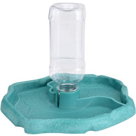 Ahlsen Distributeur d'eau pour Reptile, Distributeur 2 en 1 de Nourriture Anti Debordement Bol, Gamelle en Plastique pour Tortue Terrestre Gecko - Bleu