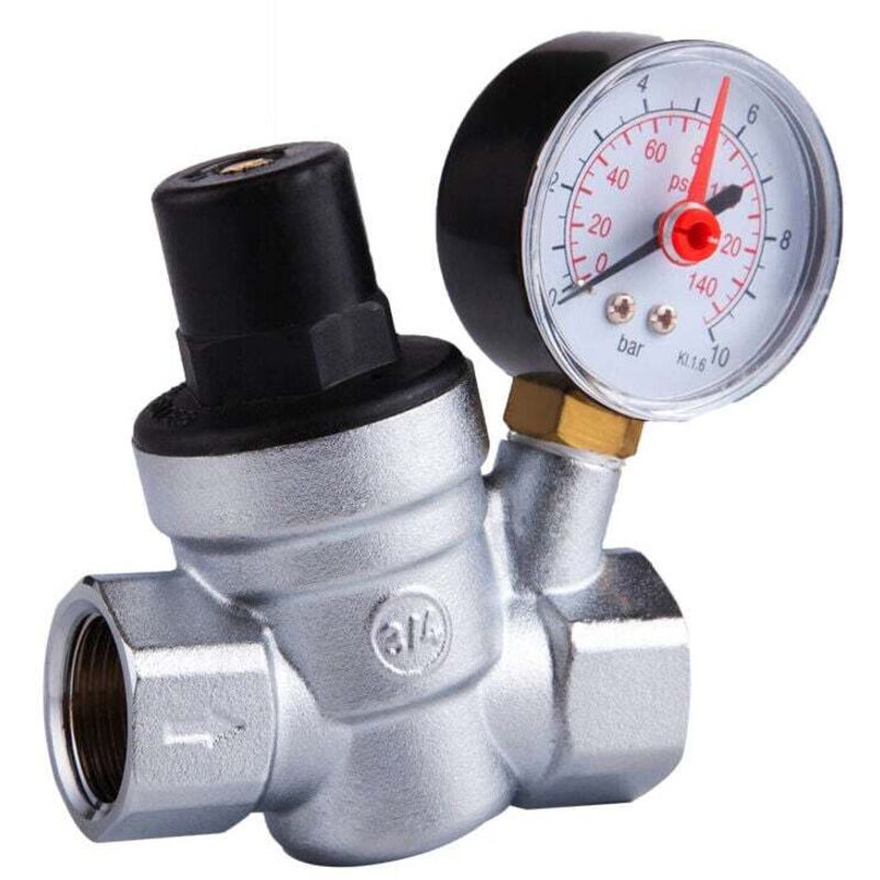 Ahlsen - DN20 reducteur de pression d'eau regulateur de pression eau avec manomètre3/4 pouce (DN20)