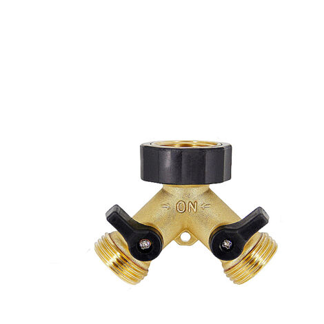 Ahlsen Doppel-Waschmaschinen-Wasserhahn, 2-Wege-Y-Verteiler 3/4 Zoll zum Anschluss von 2 Geräten, Doppel-Waschmaschinen-Wasserhahn