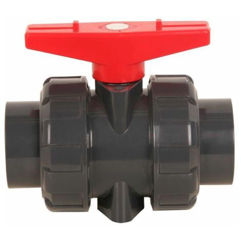 Ahlsen Doppelverschraubungsventil zum Kleben, Durchmesser 32 mm, PVC-Kugelhahn, Kugelhahn, Kugelhahn für Schwimmbad, DN25 (Innendurchmesser 32 mm)
