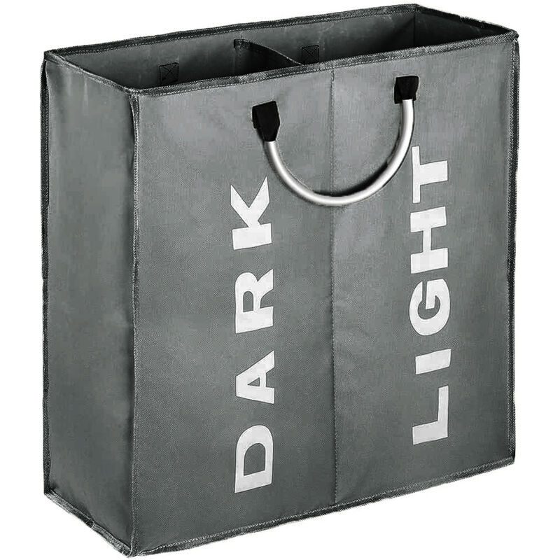Ahlsen - Double Grand Panier à Linge Avec Poignées, 53X23 × 53Cm Panier à Linge Sale Pliable Pour Le Stockage De Lavage---Gris Foncé