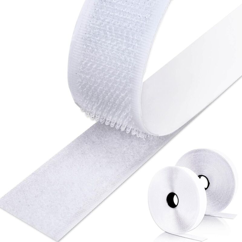 Double Sided Scratch Sticker, 8m Self Adhesive Scratch Tape, Self Adhesive Velcro Tape for Wall Hangings, Carpets, 20mm (White) - Ahlsen