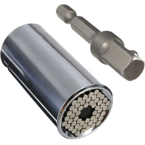 Ahlsen Douille universelle, (7mm-19mm) Outil de réparation à cliquet universel avec adaptateur de clé à rallonge hexagonale 3/8 perceuse adaptateur de clé à main multifonctionnelle