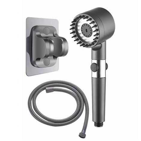 Ahlsen Druckduschkopf, Handbrause-Set, 3-Modus-Filter mit Schlauch, Halterung, grau
