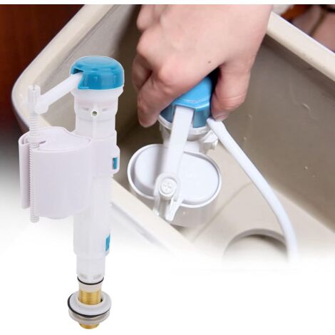Ahlsen Druckknopf-Toilettenfüllventil, Toilettenfüllventil, Bodeneinlass, Toilettenfüllventil, Doppelspültank-Siphon, Badezimmer, Blau Weiß, UK G1/2 (Einlassventil 4-Punkt-Kupfer-Warmwasserbereiter)