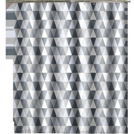 Ahlsen Duschvorhang, 180 x 180 cm, maschinenwaschbarer Polyester-Duschvorhang mit beschwertem Saum und 12 Haken, Badewannenvorhang für Badezimmer, Dreiecksmuster