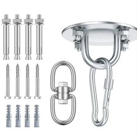 Ahlsen Edelstahl-Deckenhaken für hohe Belastbarkeit, 360° drehbar, für Schaukel, Sandsack, Hängematte, Stuhl, Silber