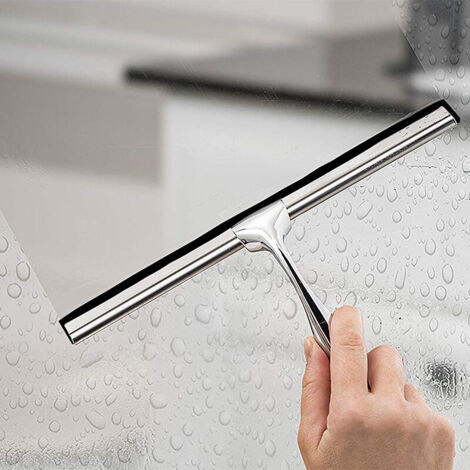 Ahlsen Edelstahl-Wischer, Glasreiniger, Badezimmer-Wischer, Glaswischer mit Haken – (Einzelwischer) – 2 Stück