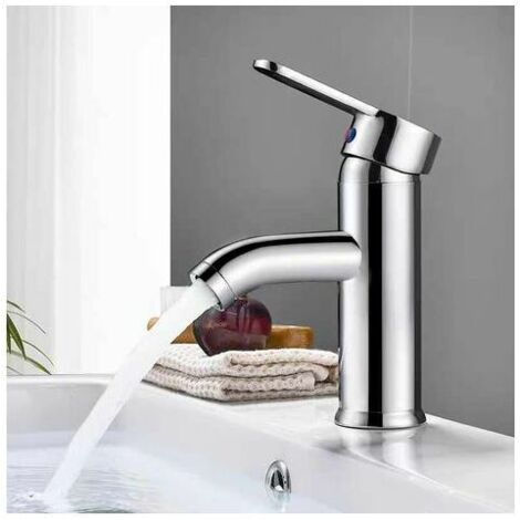 Ahlsen Einhebel-Badezimmerarmatur, zeitgenössischer Stil, drehbarer Auslauf, heißes und kaltes Wasser – Silber