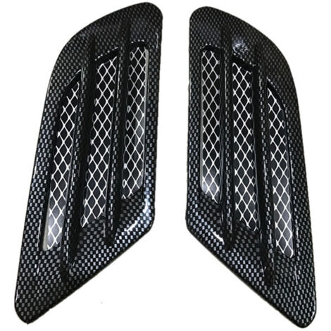 Ahlsen Entrada de flujo de aire Universal de alta calidad, entrada de flujo de aire lateral del coche, rejilla de ventilación, decoración de conducto, pegatina de plástico ABS (fibra de carbono)