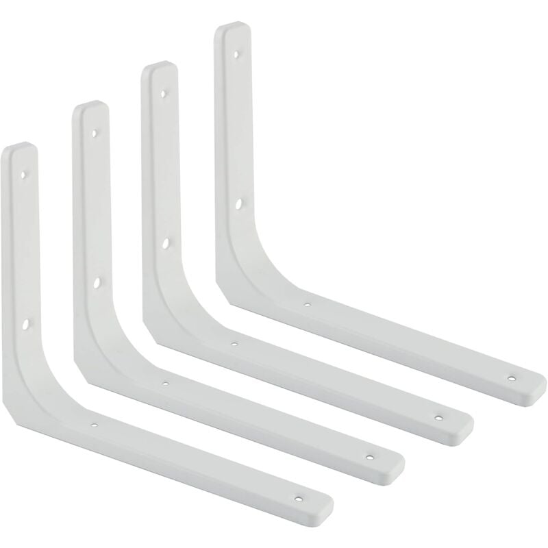Ahlsen - Equerre Etagere Murale, 4PCS Equerre Metale Blanche 250mm x 200mm Equerre Charge Lourde Support Etagere Murale Pour Deco Murale Cuisine