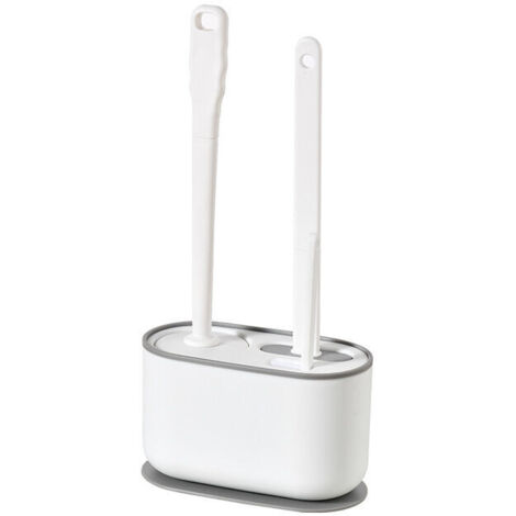 Ahlsen Escobilla para Inodoro, Juego de fregadora para Inodoro de baño de Silicona Flexible, escobilla para Inodoro montada en la Pared y el Piso, Blanca