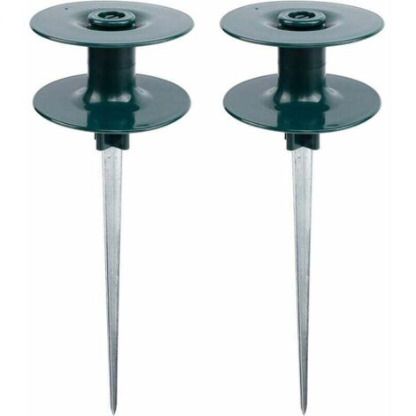 Ahlsen Estaca guía para manguera de jardín, estaca de metal resistente hecha de zinc inoxidable, parte superior giratoria de color verde oscuro resistente, mantiene la manguera de jardín alejada de lo