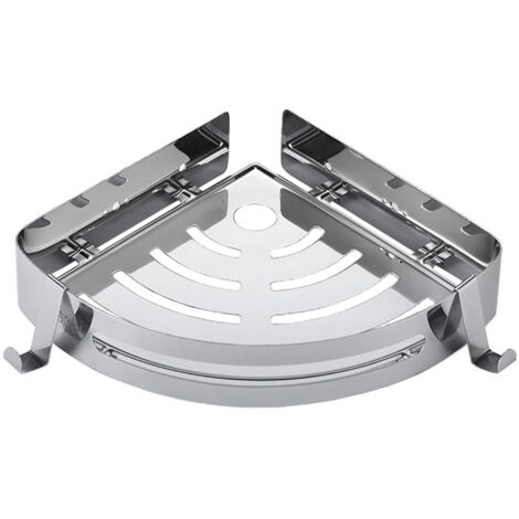 Ahlsen Estante de Ducha Estante de Esquina para Baño Sin Perforaciones Acero Inoxidable con 2 Ganchos para Baño Cocina Accesorios de Baño - 2 Piezas Plata