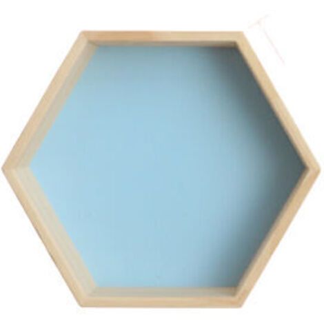 Ahlsen Estante de pared de madera maciza con forma de panal hexagonal (pequeño, azul)