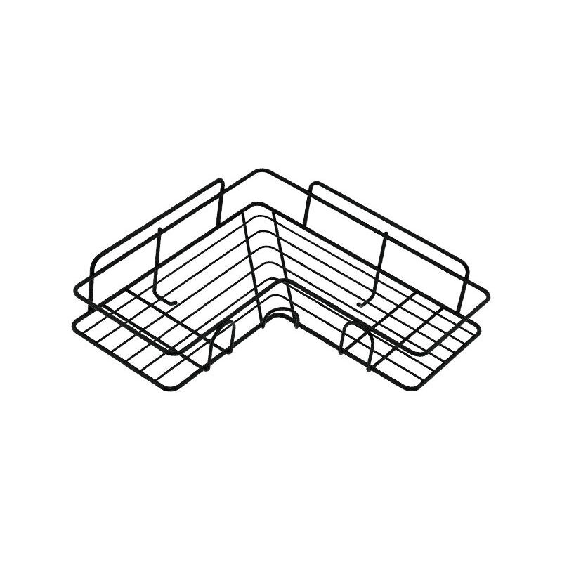 Ahlsen Étagère Angle Douche Sans Percage, Etagere Salle de Bain, Porte Savon Douche Inox Pour Salle de Bain, Cuisine Rangement (Noir)une pièce,