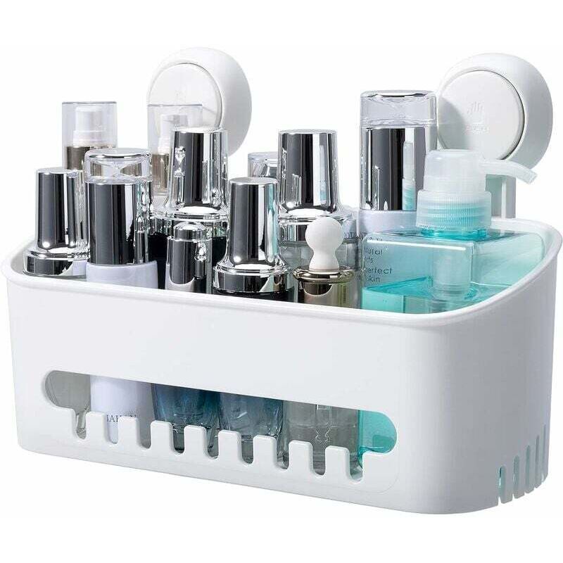Tagère de douche à ventouse pour salle de bain - Panier de rangement mural pour shampooing, après-shampoing, étagère de douche en plastique pour