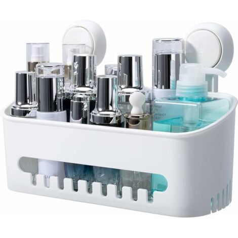 Ahlsen Étagère de douche à ventouse pour salle de bain - Panier de rangement mural pour shampooing, après-shampoing, étagère de douche en plastique pour cuisine et salle de bain - Amovible sans perçag
