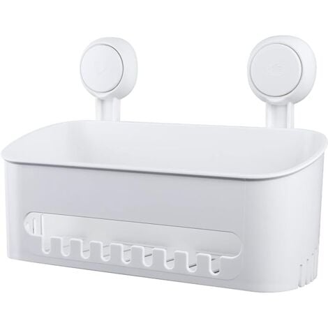 XINUY Ahlsen Étagère de douche Étagère murale à ventouse sans perçage Étagère de douche Panier de douche auto-adhésif Étagère de cuisine en plastique réutilisable pour salle de bain, cuisine, salon