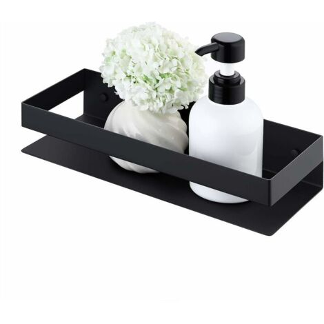 Ahlsen Étagère de Douche Panier Salle de Bain Tablette Porte Support Douche Acier Inoxydable SUS304 Murale Rangement 40CM Noir Mat