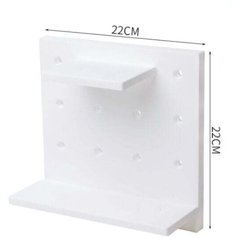 Tagère murale 3 pièces en panneau perforé, organisateur mural en plastique, convient pour la maison, la cuisine, la salle de bain, le bureau, (blanc)