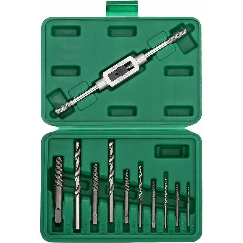 Ahlsen - Extracteur de vis endommagées vis cassées dénudées outil de forage avec clé de maintien 11 pièces,