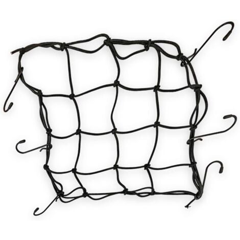 Ahlsen Fahrradgepäcknetz, Sicherheitsnetz mit 6 Haken, dehnbares Netz zur Befestigung, Helmnetz, Gepäckspanner, Gummiband (1 Stück)